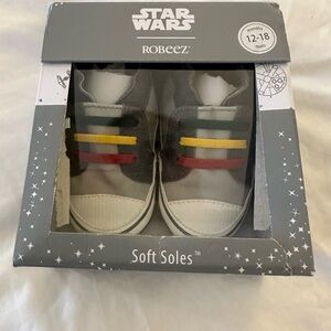 Robeez Star Wars Baby Shoes - Gray with Red, Yellow, Green Stripes